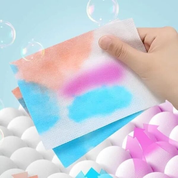 pcs 50 Pcs Fabric Clothes Color Absorb Paper for Washing Machine | Color and Dirt Catcher Anti-String Dyeing Laundry Paper Washing Machine Anti Dyeing Color Absorption Paper Wipe - Image 2