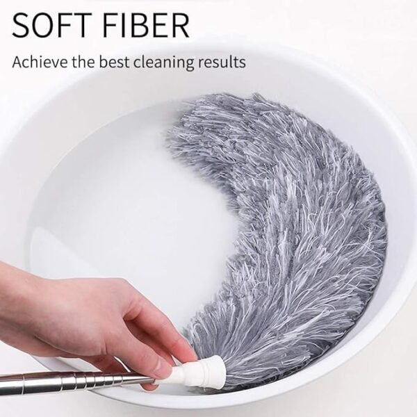 Microfiber Feather Duster Bendable & Extendable Fan Cleaning Duster with 100 inches Expandable Pole Handle Washable Duster - Image 2