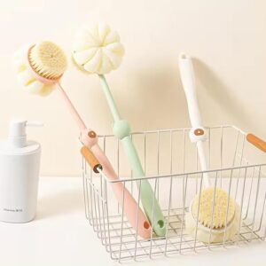 Back Scrubber Body Shower Brush: Anti Slip Long Handle Bath Brush with Stiff and Soft Bristles - Showering Exfoliator for Women, Men, Elderly (2 IN 1 TEDDY BATH BRUSH)