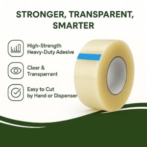 Transparent Branded Packaging Cello Tape 48mm 65 Mtr 2" inch Adhesive Multipurpose Home, Office Use