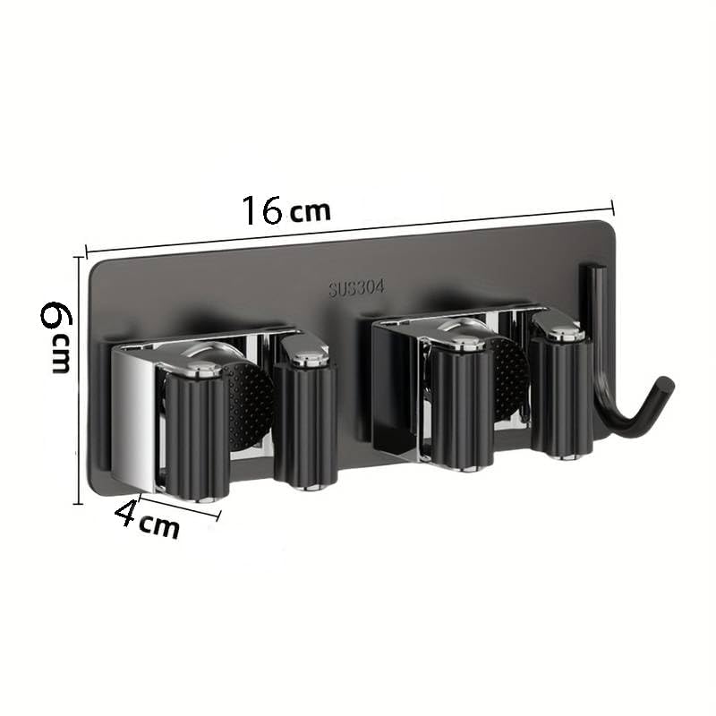 2 Pcs Broom Holder Wall Mounted – No Drill Mop Organizer, Heavy Duty Wall Hanger for Brooms, Mops & Cleaning Tools – Ideal for Kitchen, Laundry Room, Bathroom & Garage Storage (Black) - Image 2