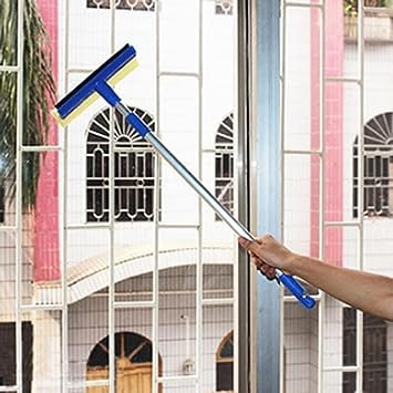 Stainless Steel Wiper Cleaning Glass Window Office, House, Kitchen 2 in 1 Telescopic Car Wiper - 1 Pc (Blue/Yellow Color) - Image 3