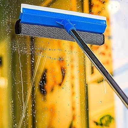 Stainless Steel Wiper Cleaning Glass Window Office, House, Kitchen 2 in 1 Telescopic Car Wiper - 1 Pc (Blue/Yellow Color) - Image 4